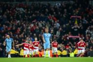 MANCHESTER, ENGLAND - NOVEMBER 05: Aleix Garcia of Manchester City (C) is dejected after Middlesbrough score during the Premier League match between Manchester City and Middlesbrough at Etihad Stadium on November 5, 2016 in Manchester, England.  (Photo by Alex Livesey/Getty Images)